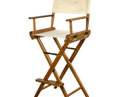 23  Ivory and Brown Solid Wood Indoor Outdoor Director Chair Fashion