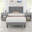 Twin Queen Bed Frame with Linen Upholstered Wingback Headboard-Twin Size Online now