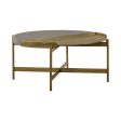 32  Gray And Brass Concrete And Metal Round Coffee Table Supply