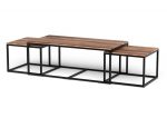 Set of Three 47  Natural And Black Solid Wood And Iron Coffee Table Online