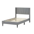 Twin Queen Bed Frame with Linen Upholstered Wingback Headboard-Twin Size Online now