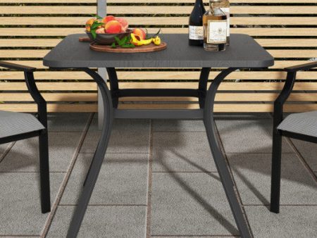 32 Inch Patio Dining Table Metal Square Table for Dining with 4 Curved Legs-Gray Online