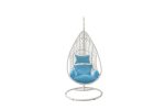 40  Blue and Steel stand finished Metal Outdoor Swing Chair with Blue Cushion For Discount