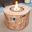 37  Brown Faux Wood Stump Propane Round Fire pit With Cover Fashion