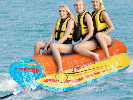 3-Person Inflatable Banana Boat with 3 EVA-padded Seats and Handles For Discount