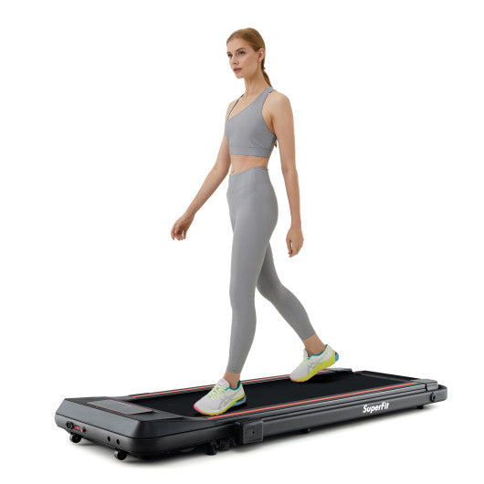 2 in 1 Folding Treadmill with Incline with Remote Control-Red on Sale