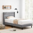 Linen Upholstered Platform Twin Queen Bed Frame with Wingback Headboard-Twin Size on Sale