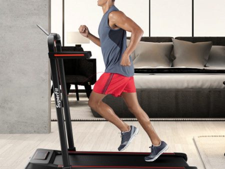 2 in 1 Folding Treadmill with Incline with Remote Control-Red on Sale