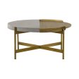 32  Gray And Brass Concrete And Metal Round Coffee Table Supply