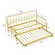 Twin Size Golden Metal Daybed with Trundle and Lockable Wheels-Twin Size Cheap