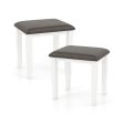 Faux Leather Vanity Stool Chair Set of 2 for Makeup Room and Living Room-Gray and White For Discount