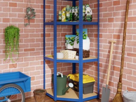 4-Tier Corner Shelving Unit Adjustable Garage Storage Utility Rack for Warehouse-Blue Supply