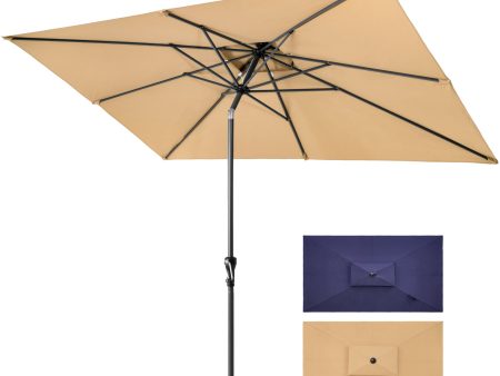 10  Tan Polyester Rectangular Tilt Market Patio Umbrella Cheap