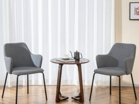 Dining Chairs Set of 2 with Curved Backrest  Wide Seat and Armrests-Gray Online now