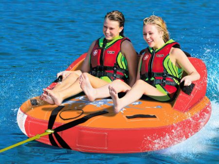 2 Person Water Sport Inflatable Towable Tubes for Boating-Orange For Discount