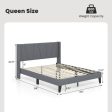 Full Queen Size Bed Frame with Wingback Headboard and Wood Slat Support-Queen Size Supply