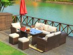 179.85  X 31.89  32.68  Brown 7Piece Steel Outdoor Sectional Sofa Set With Ottomans And Storage Box For Discount