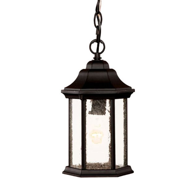 Antique Black Textured Glass Lantern Hanging Light Hot on Sale