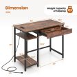 Computer Desk with Charging Station and Drawer & Adjustable Shelf-Rustic Brown Cheap