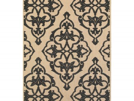 10  X 13  Beige and Black Oriental Stain Resistant Indoor Outdoor Area Rug Online Sale