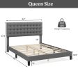 Queen Size Upholstered Platform Bed with Square Stitched Headboard For Discount