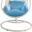 40  Blue and Steel stand finished Metal Outdoor Swing Chair with Blue Cushion For Discount