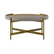 32  Gray And Brass Concrete And Metal Round Coffee Table Supply