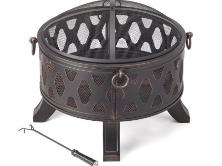 Rustic Brushed Black and Bronze Steel Wood Burning Fire Pit Online