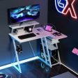 L Shaped Gaming Desk with Outlets and USB Ports-White Online Sale