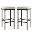 Patio Wicker Bar Stools Set of 2 with Seat Cushions and Footrest Online Hot Sale