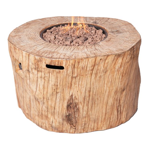 37  Brown Faux Wood Stump Propane Round Fire pit With Cover Fashion