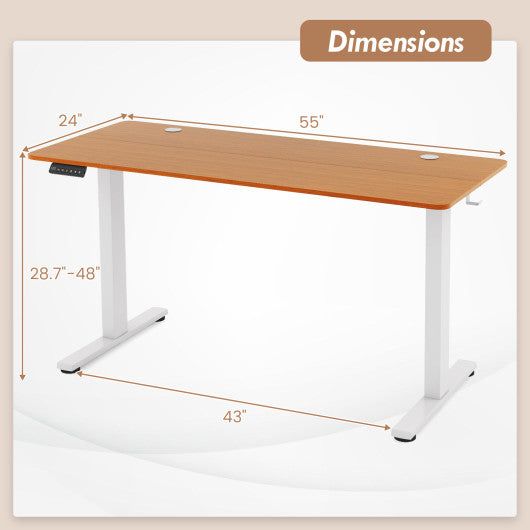 55 x 24 Inches Sit Stand Home Office Desk with 3 Memory Height Settings-Natural Online now