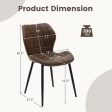 Dining Chairs Set of 2 with Padded Back  Metal Legs and Adjustable Foot Pads-Brown Hot on Sale