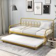 Twin Size Golden Metal Daybed with Trundle and Lockable Wheels-Twin Size Cheap