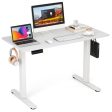 Electric Standing Desk with 3 Memory Height Settings and 2 Hanging Hooks & Cable Management-White For Discount