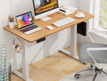 Electric Standing Desk with 3 Memory Height Settings and 2 Hanging Hooks & Cable Management-Natural For Discount