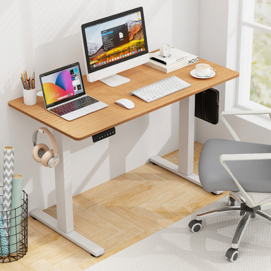 Electric Standing Desk with 3 Memory Height Settings and 2 Hanging Hooks & Cable Management-Natural For Discount