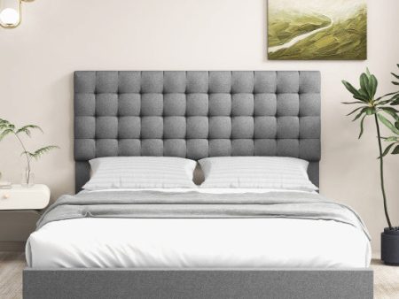 Queen Size Upholstered Platform Bed with Square Stitched Headboard For Discount