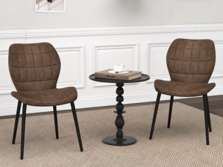 Dining Chairs Set of 2 with Padded Back  Metal Legs and Adjustable Foot Pads-Brown Hot on Sale