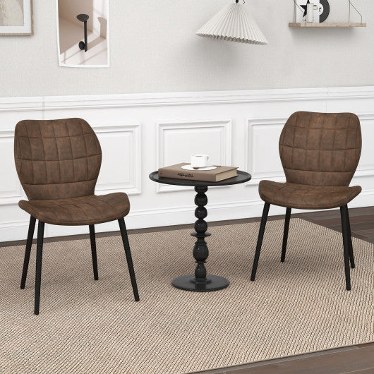 Dining Chairs Set of 2 with Padded Back  Metal Legs and Adjustable Foot Pads-Brown Hot on Sale