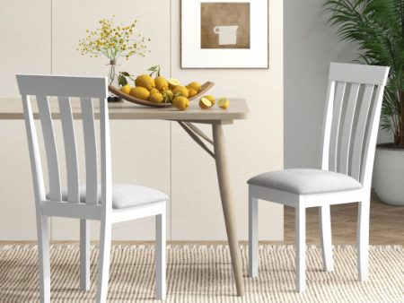 Dining Chair Set of 2 Upholstered Wooden Kitchen Chairs with Padded Seat and Rubber Wood Frame-White Online