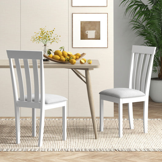 Dining Chair Set of 2 Upholstered Wooden Kitchen Chairs with Padded Seat and Rubber Wood Frame-White Online