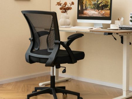 Ergonomic Office Chair Adjustable Swivel Chair with Flip-Up Armrests and Rocking Backrest-Black Online now