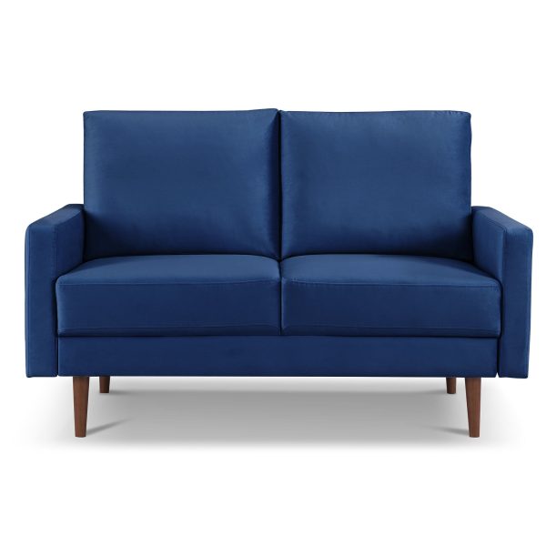 57  Blue And Dark Brown Velvet Loveseat For Cheap