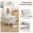 Accent Chair with Lumbar Pillow  Natural Rubber Wood Legs  Padded Cushions-Beige Hot on Sale