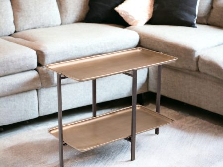 33  Gold And Black Steel Coffee Table With Shelf Cheap