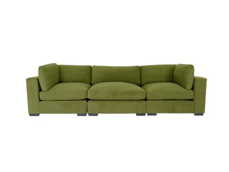 126  Moss Green Polyester Sofa With Black Legs For Cheap