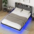 Full Queen Size Floating Bed Frame with LED and Headboard and Charging Station-Queen Size Sale