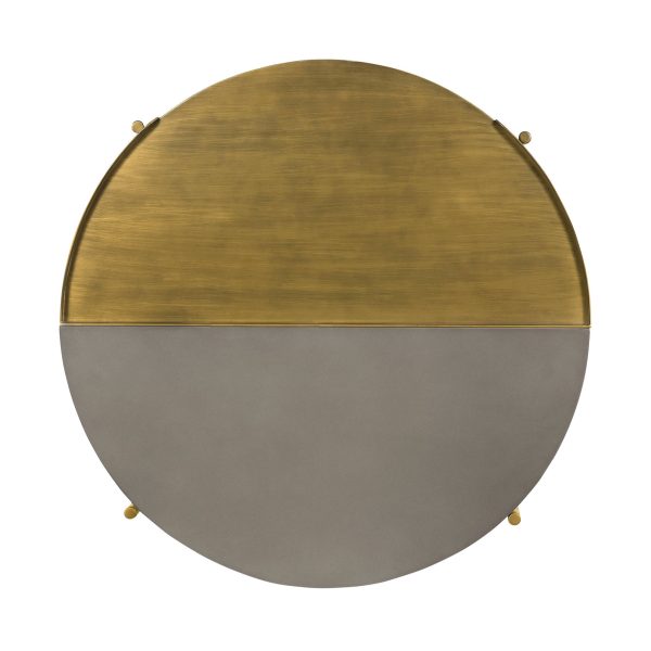 32  Gray And Brass Concrete And Metal Round Coffee Table Supply