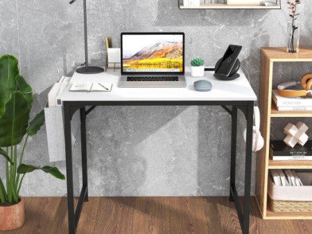 32 Inch Computer Desk Small Home Office Desk with Charging Station-White Online Hot Sale